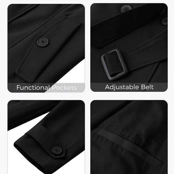 Women's Plus Size Trench Coat Double-Breasted Waterproof Lapel Overcoat Stylish - Picture 6 of 6